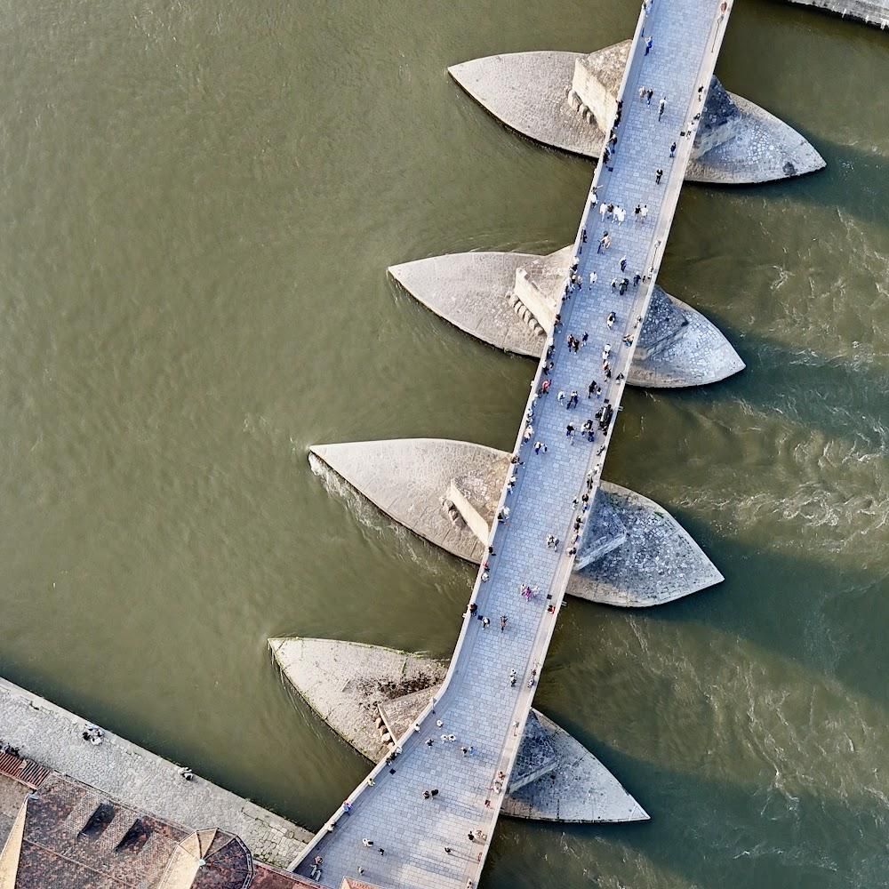 Aerial view of Pont d'Avignon, France.